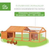 PawHut Poulailler pour poules cage à poule avec nichoir porte et toit ouvrable pour 4 et 8 poules 240 x 112,5 x 76 cm orange(m-6)
