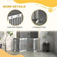 PawHut Wooden Pet Gate Foldable Freestanding Dog Safety Barrier w/ Support Feet, Grey(m-5)