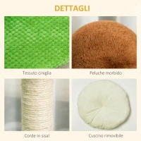 PawHut Cuccia Tiragraffi a Forma di Cactus per Gatti Fino 4.5kg, 54x54x52cm - Multicolore(m-6)