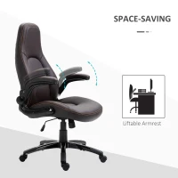 Vinsetto Computer Gaming Chair, PU Leather Office Chair, Swivel Desk Chair with Adjustable Arms and Height, Padded Armrest and Seat, Rolling Wheels, Coffee(m-5)