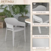 Outsunny Set 4 Sedie da Giardino in Plastica Impilabili con Braccioli e Schienale Alto in PP, Grigio(m-6)