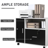 HOMCOM Multi-Compartment Office Storage Cabinet, with File Hangers - Black/White(m-6)