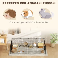 PawHut Recinto per Animali Modulabile con 12 Pannelli 35x35 cm e Bordi Arrotondati, in Metallo e ABS, 140x70x35 cm, Nero(m-5)