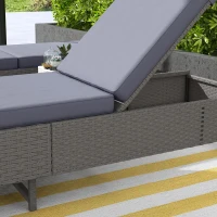 Outsunny Outdoor PE Rattan Sun Lounger Set of 2, Multi-position Backrest Adjustable Single Recliner Sunbed Daybed with Removeable & Washable Cushion, for Patio, Garden, Dark Grey(m-8)