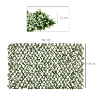 Outsunny 2pc Expanding Garden Trellis, 2 x 1m Faux Decorative Privacy Fence with Artificial Leaves, Privacy Screen Greenery Walls for Garden Balcony, Eucalyptus Leaves(m-3)