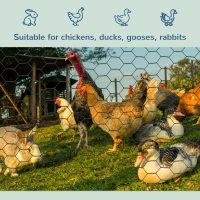 PawHut 1m x 25m Chicken Wire Mesh, Foldable PVC Coated Welded Garden Fence, Roll Poultry Netting, for Rabbits, Ducks, Geese - Dark Green(m-4)
