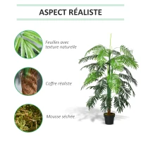 Outsunny Palmier Artificiel Hauteur 1,7 m Arbre Artificiel Tronc Branches Lichen Grandes Feuilles Grand réalisme Pot Inclus(m-5)