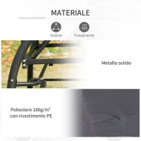 Outsunny Outusunny Dondolo Letto da Giardino 3 Posti con Tettuccio Regolabile, Metallo e Poliestere, Grigio(m-7)