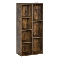 HOMCOM Mobile Libreria a 7 Cubi di Diverse Dimensioni in MDF, Arredamento Moderno Casa e Ufficio, 50x24x106cm, Marrone Rustico(m-1)