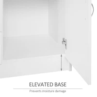 HOMCOM Sideboard, Storage Cabinet with 2 Doors and 4 Drawers, Free Standing Cupboard, Chest Organizer for Kitchen and Living Room, White(m-5)