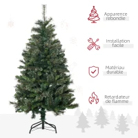 HOMCOM Sapin arbre de Noël artificiel 150 cm 665 branches + support pied vert(m-4)