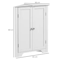 kleankin Triangle Bathroom Cabinet, Corner Bathroom Storage Unit with Adjustable Shelf and Recessed Door, Free Standing, White(m-3)