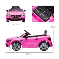 AIYAPLAY Coche Eléctrico para Niños de +3 Años, Mercedes SLC 300, Coche Eléctrico 12V, con Mando a Distancia 2,4 G, Ruedas Traseras con Suspensión, Faros LED, Música, USB, Motor Doble, Rosa(m-3)