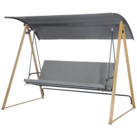 Outsunny 3 Seater Swing Chair, Garden Swing Bench with Adjustable Canopy, Cushioned Seat and Weather Resistant Steel Frame for Patio, Yard(m-11)