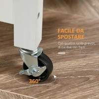 HOMCOM Carrello da Cucina con 1 Cassetto, 1 Armadietto e 1 Ripiano a 3 Livelli, 92x40x84cm, Bianco(m-6)