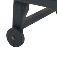 Outsunny Garden Patio Sun Lounger, Outdoor Wooden Sun Bed with Built-In Table, Reclining Backrest and Rolling Wheels for Sunbathing, Grey(m-9)