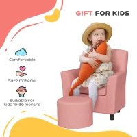 AIYAPLAY 2PCs Kids Sofa Set with Footrest, for Playroom, Bedroom, Pink(m-7)