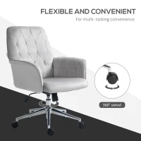 Vinsetto Linen Computer Chair with Armrest, Modern Swivel Chair with Adjustable Height, Light Grey(m-7)