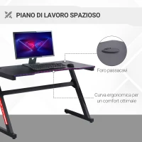 HOMCOM Scrivania Gaming Moderna per Camera o Ufficio con 2 Fori Passacavi, 120x60x73cm - Nero(m-6)