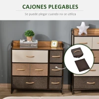 HOMCOM Cómoda para Dormitorio con 7 Cajones Plegables Parte Superior de Madera y Marco Metálico 80x29x78,5 cm Multicolor(m-5)