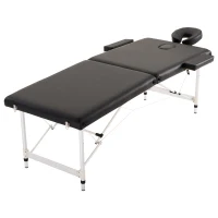 HOMCOM 2 Section Portable Foldable Lightweight Aluminium Massage Table Couch Beauty Bed with FREE Carry Bag Black(m-10)