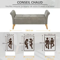 HOMCOM Banc Banquette Design Contemporain Accoudoirs Courbés Fonction de Rangement 2 en 1 136,5 x 45lx 62 cm Gris(m-7)