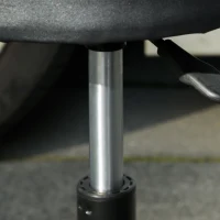 HOMCOM Workshop Stool, Pneumatic Adjustable Mechanic Stool, with Tool Tray, Wheels - Black(m-8)