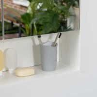 HOMCOM Armoire de salle de bain avec miroir, armoire murale, 2 portes-miroir, étagère de rangement, 80l x 20P x 65H cm, blanc(m-10)