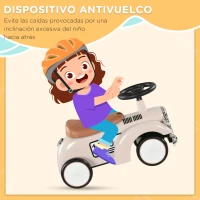 AIYAPLAY Coche Correpasillos para Bebés de 12 a 36 Meses con Bocina Compartimento de Almacenaje y Volante 58x27x35 cm Crema(m-4)