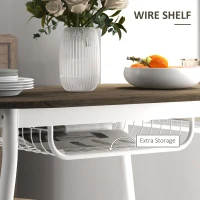 HOMCOM 3-Piece Dining Table and Chairs Set, Oval Kitchen Table with 2 Chairs, with Wire Storage Shelf and Steel Frame, Natural(m-6)