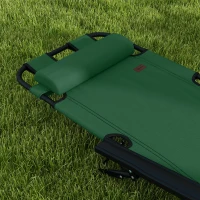 Outsunny 2 in 1 Sun Lounger Folding Reclining Chair Garden Outdoor Camping Adjustable Back with Pillow, Green(m-8)