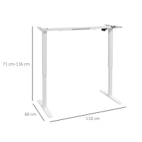 Vinsetto Marco de Escritorio de Pie Eléctrico de Altura Ajustable con Función de Memoria 110x60x71-116 cm Blanco(m-3)