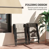 Outsunny Set of Four Folding Outdoor Chairs - Black/Grey(m-5)