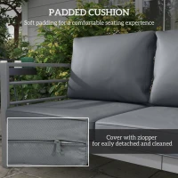 Outsunny Aluminium Three-Seater Garden Bench, with Cushions - Grey(m-5)