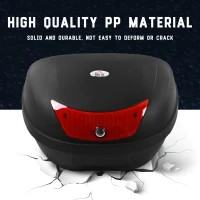 HOMCOM 48L Motorcycle Trunk Travel Luggage Storage Box Motorbike Accessory Large Storage Space For 2 Half Helmet - Black(m-6)