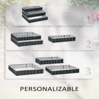 Outsunny Huerto Urbano de 3 Niveles de Jardín Acero 118x118x62 cm Arriate de Escalera para Cultivos Plantas Flores para Terraza Exterior Gris(m-4)