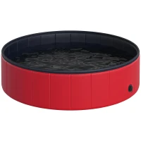 PawHut Piscina Plegable para Perros Gatos Ø120x30 cm Bañera Portátil para Mascotas PVC Antideslizante Múltiples Usos para Interiores y Exteriores Rojo(m-10)