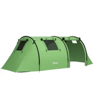 Outsunny Four Man Duo Room Tunnel Tent, with Accessories - Green(m-1)