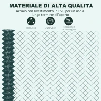 Outsunny Rete di Recinzione in Acciaio e PVC per Spazi Esterni, Rotolo da 25m e Altezza 1.7m, Verde(m-5)