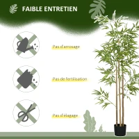 HOMCOM Plante artificielle Bambou arbre artificiel hauteur 180 cm avec pot, décoration interieur, très réaliste(m-6)