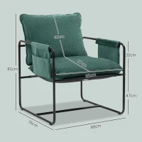 HOMCOM Minimal Padded Accent Chair, with Pockets - Green(m-3)