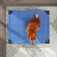 PawHut Raised Dog Bed Cat Elevated Lifted Portable Camping w/ Metal Frame Blue (Medium)(m-9)