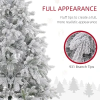 HOMCOM 5ft Bushy Snow-Flocked Artificial Christmas Tree, with LED Lights(m-6)