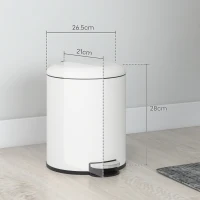 HOMCOM Bidone Immondizia a Pedale da 5L con Coperchio a Chiusura Morbida, in Metallo e PP, 26.5x21x28 cm, Crema(m-3)