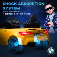 AIYAPLAY 12V BMW M4 Licensed Kids Car with Easy Transport, Remote Control, Suspension, Music, Horn, LED Lights, Yellow(m-6)