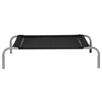 PawHut Lettino per Cani Rialzato con Seduta Traspirante, in Metallo e Tessuto, 90x65x20 cm, Nero e Argento(m-8)