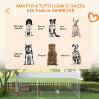 PawHut Kennel per Cani da Esterno con Tetto Impermeabile in Tessuto Oxford e Acciaio, 6x2.3x2.3m, Argento(m-4)