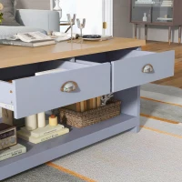 HOMCOM Tavolino da Caffè con Maniglie, 2 Cassetti e 1 Ripiano Aperto in MDF, 99x55x50.5cm(m-7)