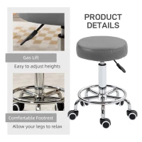 Vinsetto PU Leather Rolling Stool, Height Adjustable Stool Chair with Wheels for Salon, Massage, Spa, Grey(m-8)