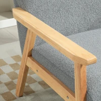 HOMCOM Modern Armchair, Cashmere Upholstered Sofa with Solid Wood Legs and Wide Seat, Accent Chair for Living Room Bedroom Office, Grey(m-8)